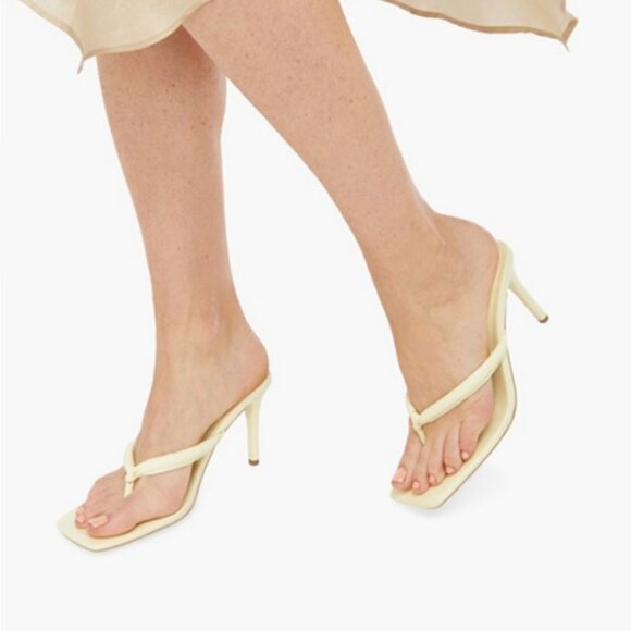 NIB JUSTFAB pastel yellow heeled flip flop KERRY - Picture 2 of 6